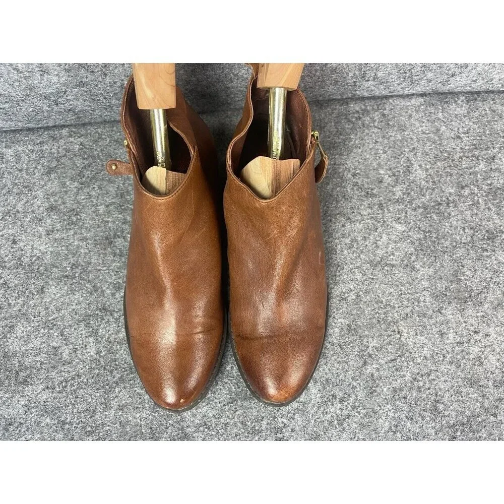 Eric Michael London Booties Women 37 Brown Leather Zip Ankle Boots Spain